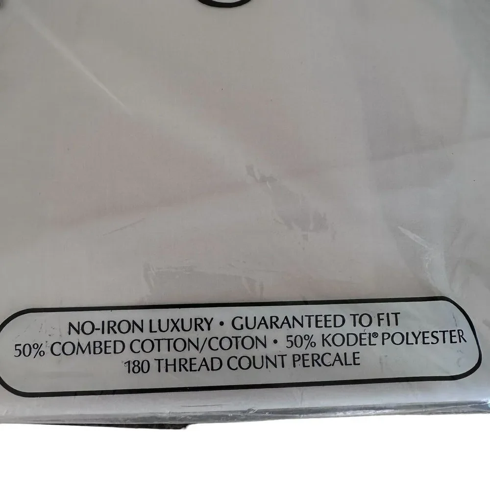 Vtg Springmaid Ivory No Iron Percale Double Fitted Sheet USA‎ NIP